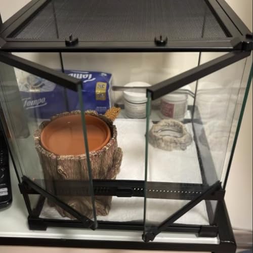 E-Thol Glass Reptile Terrarium 20 Gallon Front Opening Reptile Tank 20 Inch X 12"X 10 Inch For Reptile Pets Gecko Lizard Snake Top Screen Ventilation Escape Proof Lid  thumb #5