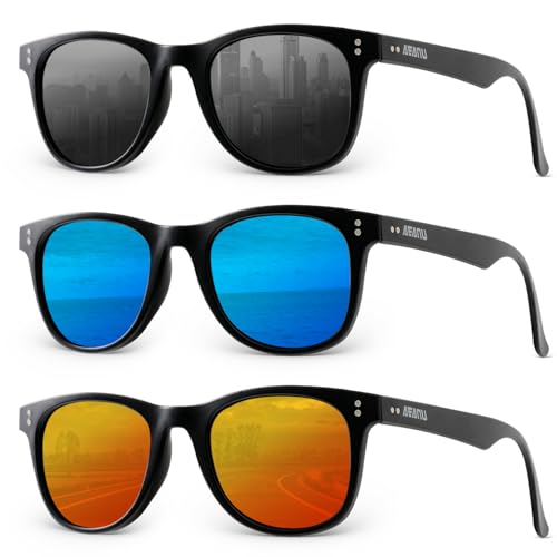 Image of Polarized Sunglasses for Men and Women Sunglasses Color Mirror Lens UV Protection for Driving Running Fishing(3 Pack)