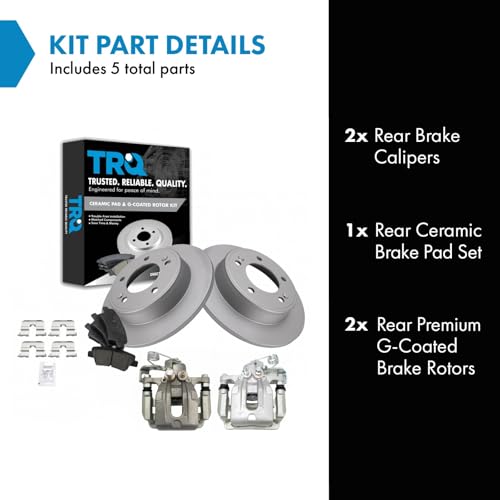 Image of TRQ Rear Brake Pad and Rotor Set Ceramic Coated Rotors Calipers | For 2011-2016 Hyundai Elantra 2013-2014 Elantra Coupe