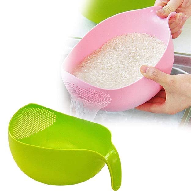 Wegopro Hope Kitchen Rice Bowl Plastic Fruit Bowl Thick Drain Basket with Handle Washing Basket for Home Kitchen Supplies (Multicolor) 2