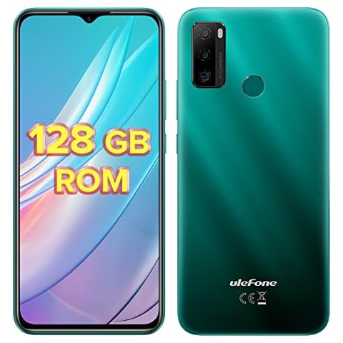 Ulefone Mobile Phones, 128GB Note 10P Smartphone Unlocked, 4G Dual SIM Android Phone, Android 11, 5500mAh Battery, 13MP Triple AI Camera, 3 Card Slots, 6.52 inch IPS Dewdrop Screen, UK Version, Green Cover