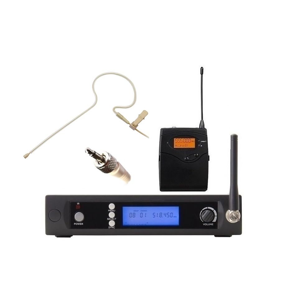 BL3100 Church Wireless Microphone System UHF Single Ear Earset Headworn Over Ear Hanging Condenser mic for School, Lectures, Live Performance, Theater, Podcasts