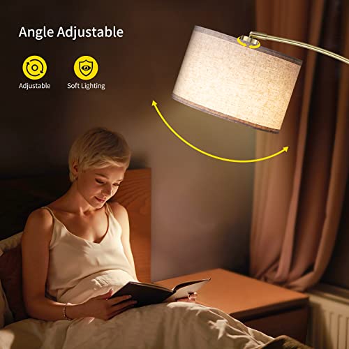 SUNMORY Arc Floor Lamp with Remote,Modern Floor Lamp with Stepless Dimmable Bulb,75″Height Tall Lamp for Living Room with Hanging Drum Shade and Weighted Base.Mid Century Standing Lamp for Bedroom. - Thumbnail 5