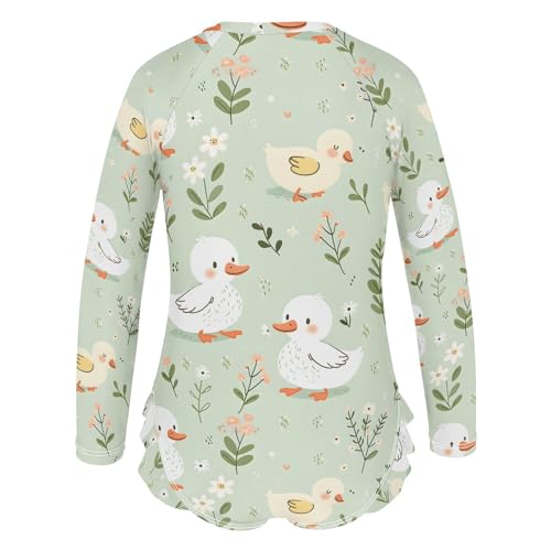 ALAZA Toddler Swimsuit Girl Bathing Suit Swimwear Rash Guard Cute Duck Long Sleeve 3T3