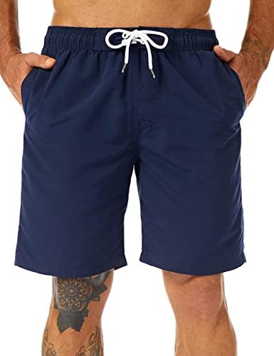 KAILUA SURF Mens Swim Trunks Long, Quick Dry Mens Boardshorts, 9 Inches Inseam Mens Bathing Suits with Mesh Lining Navy Blue