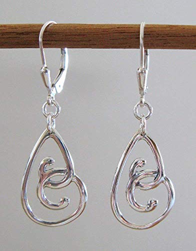 Sterling Silver Swirl Teardrop Earrings - 925 Lever-Backs
