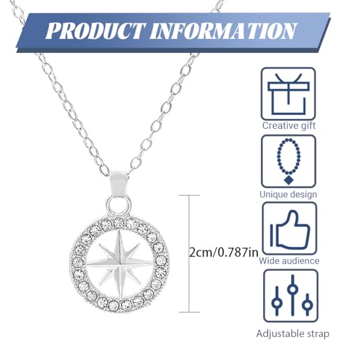 NHPY 1 PCS Collar de Acero Inoxidable Plateado,Col-lar de hexagrama,Collar Unisex de Stry Colgante de BrúJula Kpop SK-Z, Regalo de MercancíA para Fans de Stry,productos periféricos,Accesorios de moda - imagen 2