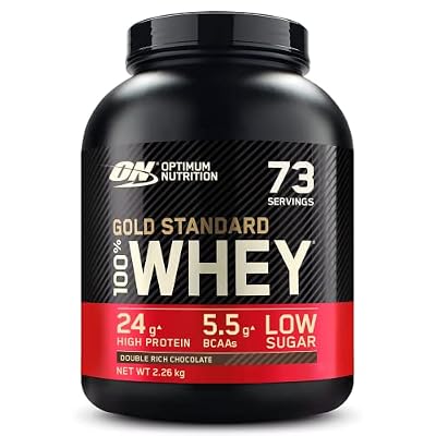 Optimum Nutrition Gold Standard 100% Whey, Proteína en Polvo para Recuperacíon y Desarrollo Muscular con Glutamina Natural y Aminoácidos BCAA, Sabor Double Rich Chocolate, 73 Dosis, 2.26 kg