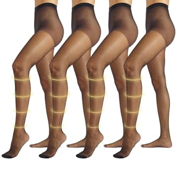 PIKY PACK 4 Paia Collant Riposanti 40 Denari Made in Italy, Calze Velate Compressione Media, Calza per la Circolazione, Taglie S - XL (IT, Testo, L, XL, Regular, Regular, Nero)