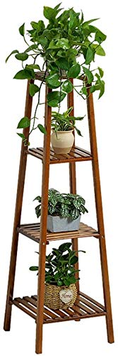 LHLYL-DP Bambus Blumentöpfe Ständer, Holz Leiter Pflanzenständer, 4...