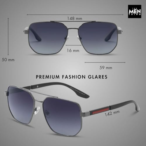 Image of THE MEN THING Men Octogonal 2125 - PRISM NOIR - HD Polarised Sunglasses - UV400 Protection, Stainless Steel Frame