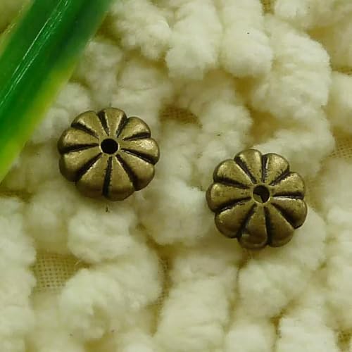 Cuentas espaciadoras S3161 con relieve de flor y acabado de bronce 2