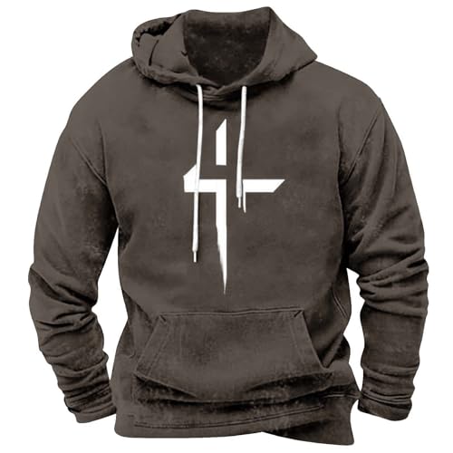 Camisa sin mangas hombre y sudadera con capucha grande marrón para deporte
