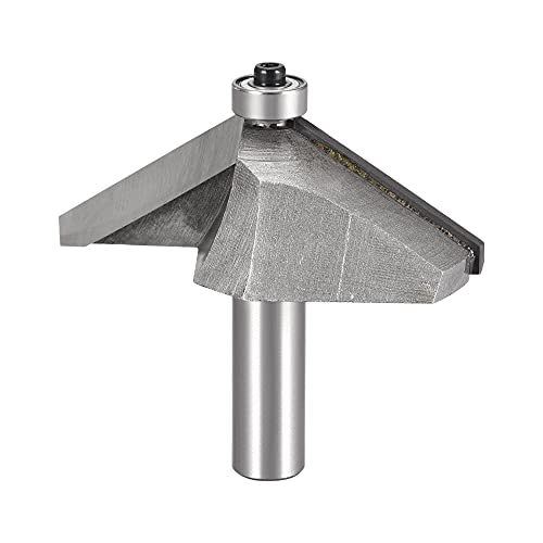 uxcell Chamfer Router Bit 60 Degree 1 2  Shank 26mm Cutting Height, Carbide Tipped Edge Bevel Forming Tool for Woodworking, 73mm Cutting Dia