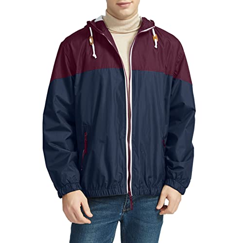 Veste imperméable bordeaux à capuche homme coupe-vent de mi-saison