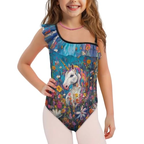 Image of Girls One Piece Swimsuits Size 3-14 Trendy Ruffle Bathing Suit Casual Hawaiian Summer Beach Swimwear