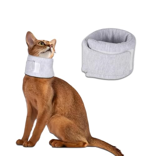 Image of Cat Cone Collar for Pet with Spinal IVDD Issues After Surgery Recovery, Adjustable Cat Neck Brace Elizabethan Collar, Neck Cervical Cone to Stop Licking for Small Medium Dog Puppy Kitten (Grey, S)