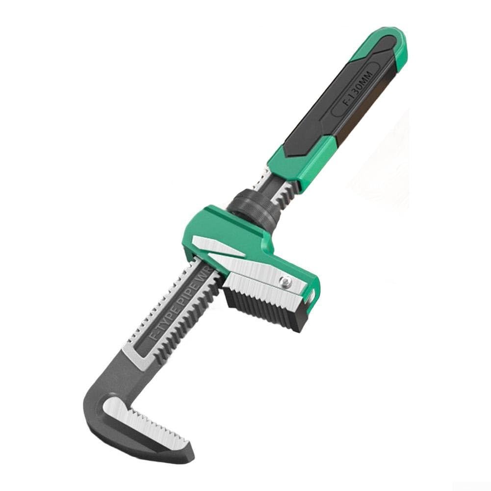 Llave de tubo tipo F, herramienta de fontanero multifuncional en ángulo recto con mandíbula dentada para válvulas y tuberías de forma especial, acero (130 mm)