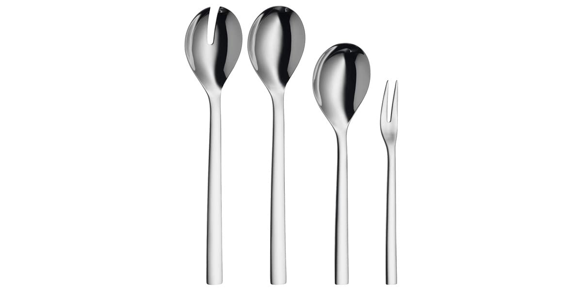 WMF Palma Besteck Set 12 Personen, Essbesteck 60 teilig, Monobloc-Messer & Nuova Servierteile, Set4-teilig, Serviergabel, Servierlöffel und Salatbesteck 30 cm, Cromargan Edelstahl Rostfrei 18/10