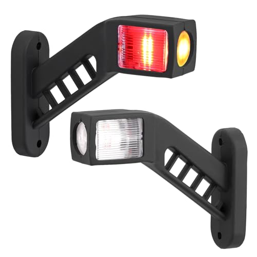Justech 2PCS Luces de Marcador Lateral LED,10V-30V Luces de Galibo para Remolque,Luz Lateral Homologado E-Mark,Impermeable IP65,3 Lados 3 Colores para Camion/Remolque/RV