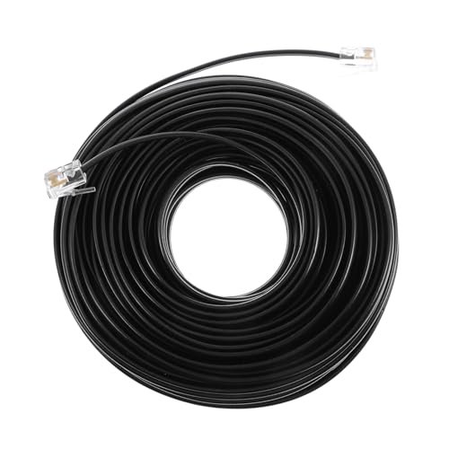 Cable telefónico RJ11 de 20 metros negro para conectar la línea fija en casa u oficina