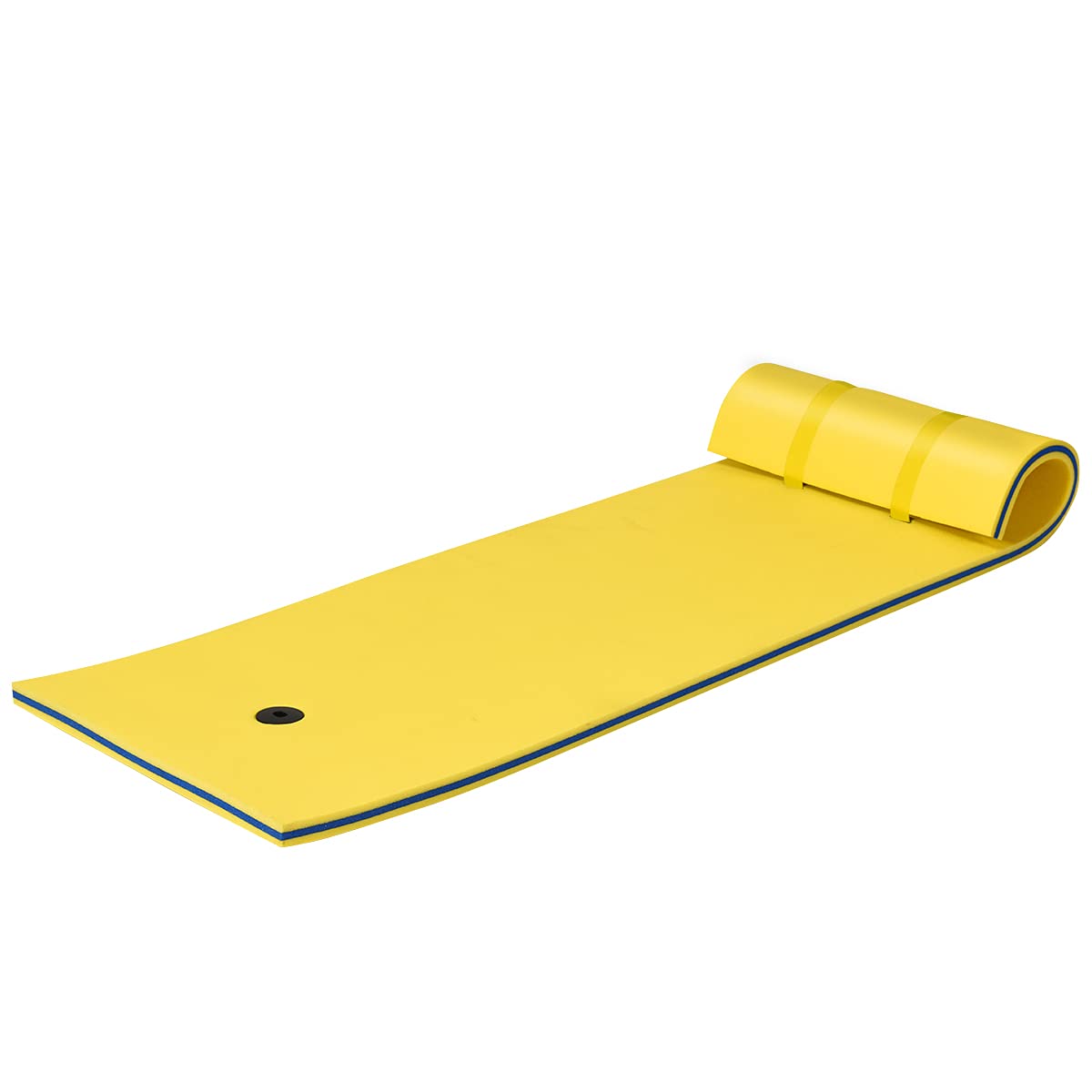 RELAX4LIFE 210x66cm Colchoneta Flotante para Piscina con Cuerda de Fijación, Tumbona de Agua Enrollable de 3 Capas de Espuma XPE, Esterilla Flotante para Descanso y Relajación, Carga 70kg