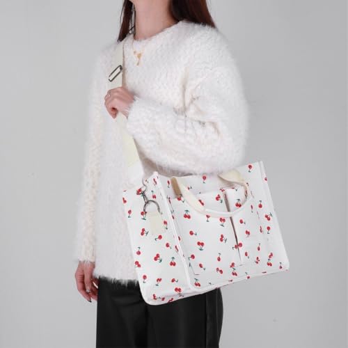 Joli Sac à Bandoulière Cerise en Toile Patché Haute Qualité