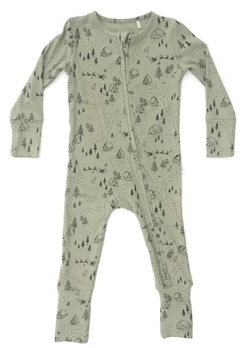 Image of Shwally Organic Baby Bamboo Rompers with 11 Signature Prints - Infant Zipper Jumpsuits (Santas Village Small Rib, 3-6 Months)