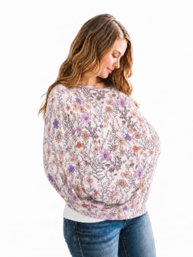 Copper Pearl Nursing Cover for Breastfeeding – Multi-Use Baby Car Seat Cover, Stroller Cover &amp; Breast Feeding Cover Up for Women, Stretchy Breathable High Quality Cover for Boy or Girl, Flora