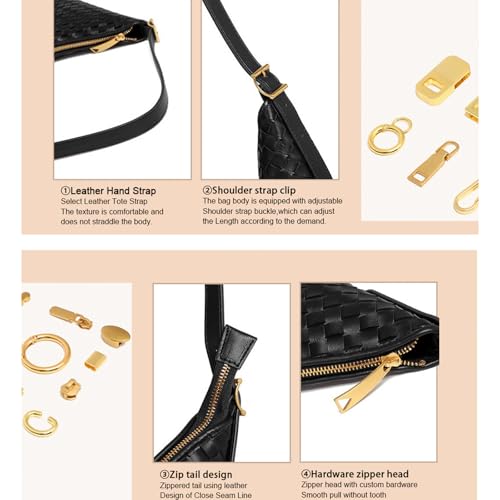 Bolso de hombro tejido de cuero vegano para mujer miniatura 4