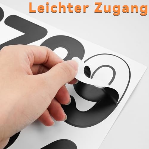 benlidoner 14 Blatt Zahlen Aufkleber, 10cm Wetterfest Klebezahlen Schwarz, 0-9 Reflektierende Vinyl Große Zahlen Sticker, Selbstklebende Haus-Nummer für Postkasten, Schilder, Mülltonne