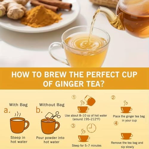 60pcs Natural Turmeric Ginger Cinnamon Tea Bags,Cinnamon Tea,Ginger Tea Bags, Turmeric Tea Bags for Adults,Convenient Ginger Tea,Tea Bags,Natural Formula,Portable Packaging,Quick & Easy Brew - Image 4