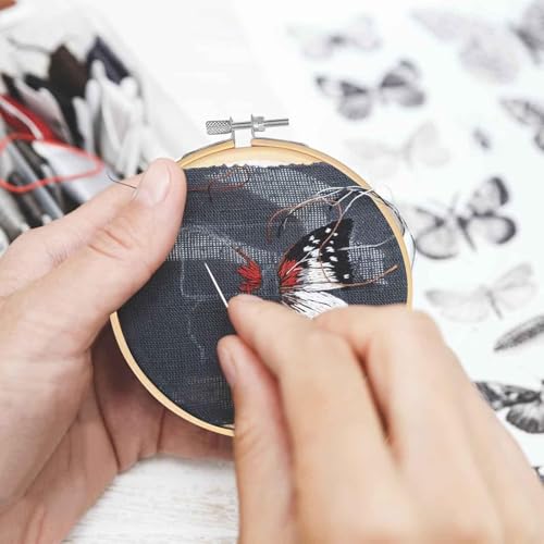 Image of maseyboc Pack of 6 Embroidery Hoops, Bamboo Circle Cross Stitch Hoop Ring, Round Adjustable Embroidery Hoop 3 inch to 10 inch, for Embroidery and Cross Stitch