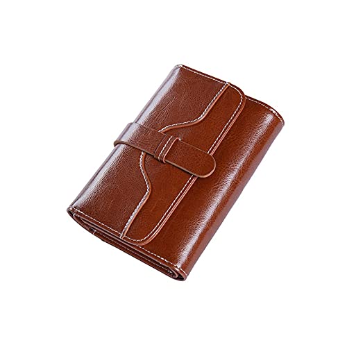 Genuine Leather Women Wallet And Purses Coin Purse Female Small Walet Lady For Money Bag (Brown) - Main Image
