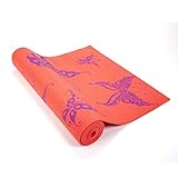Wai Lana Yoga and Pilates Mat Butterfly (Coral) - 1/4 Inch Extra Thick Non-Slip Stylish, Latex-Free, Lightweight, Optimum Comfort