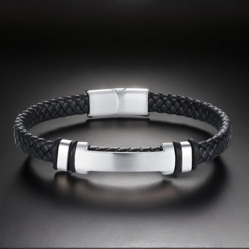 Pulsera trenzada de cuero para hombre 8 pulgadas miniatura 3