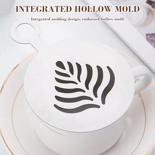 Image of Supvox Stainless Steel Coffee Stencils Set of 4, 8.5x12cm Latte Art Templates for Cappuccino, Lattes, Cakes, and Desserts, Reusable Food Grade Coffee Decorating Tools for Home Cafe and Baking Use