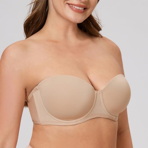 MELENECA Women's Strapless Bra for Large Bust Back Smoothing Plus Size with Underwire4