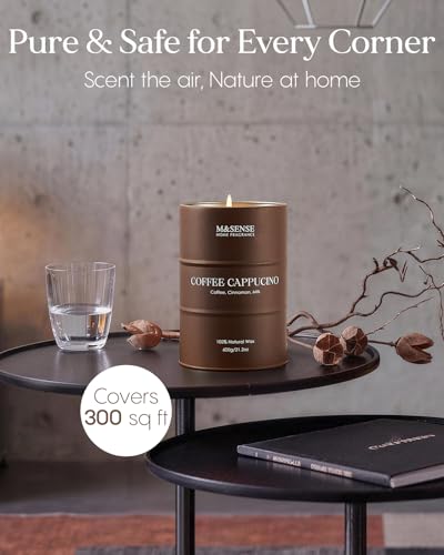 Image of M&SENSE Coffee Cappuccino Large Scented Candles Christmas Decor, Hoilday Soy Wax Christmas Candle 21.2oz 120 Hours, Coffee Aroma Candle Unique Housewarming Appreciation Gifts