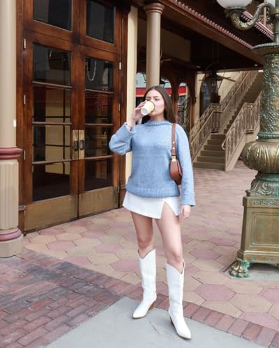 Arromic Cowboy Boots for Women Comfortable Womens Embroidered Western Cowgirl Knee High Boots Pointed Toe Zipper Chunky Heel Country Outfit Retro Tall Boots3