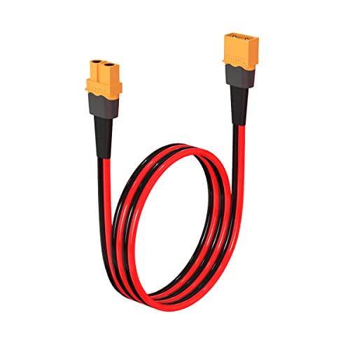 ELFCULB 10AWG 2FT XT60 Extension Cable 2 6 10 20 35 50 75 100FT XT60 Female to Male Connector for RC Battery Portable Power Station Solar Panel(2FT)