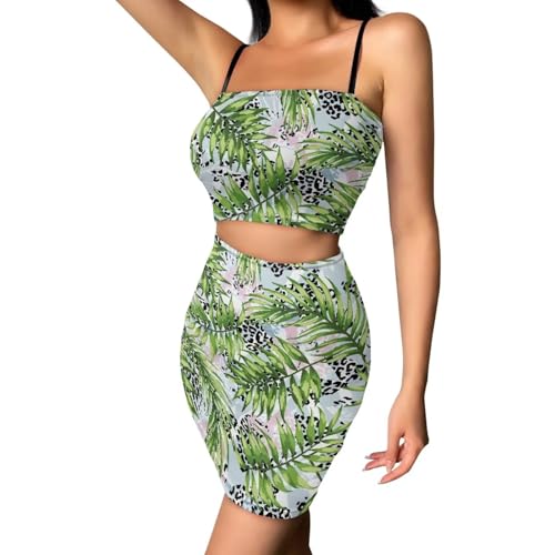 Image of 2025 Sexy Spaghetti Strap Crop Tops and Bodycon Skirt Casual 2 Piece Set S-4XL