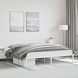 Juroupi Bettgestell Bett Bed Frame Bedrahmen Lattenrost Betten Metall Weiß 200x200 cm
