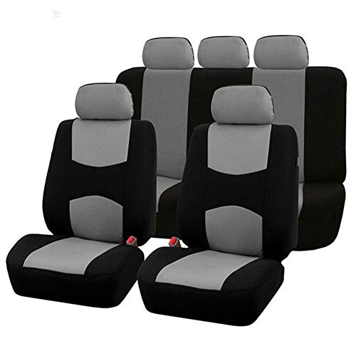 Juego Completo de Fundas Universales para Asientos de Coche, Reposacabezas Delanteros y Traseros Transpirables, Fundas Interiores para Protectores de Asientos de Automóviles (gris)