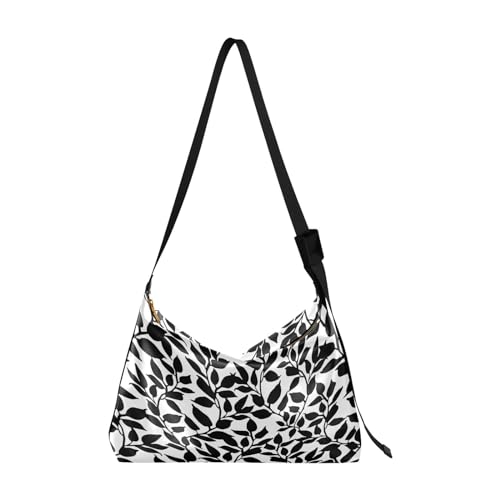 Bandolera antirrobo para mujer, a la moda, para hombre, con cremallera, patrón gráfico floral abstracto, color negro, Varios colores, 1 size