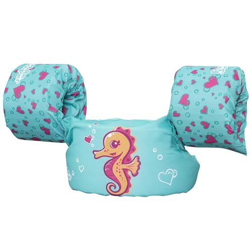 Puddle Jumper Fabric Kids Life Vest with Armbands - Seahorse | Youth Swim Trainer Vest for Children