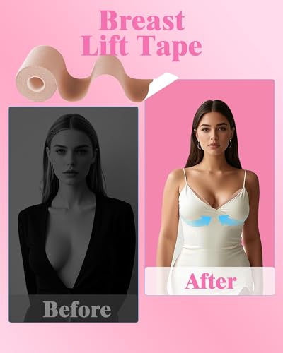 Boob Tape Breast Lift Tape for Large Breasts,2 Pcs Silicone Breast Reusable Adhesive Bra, Bob Tape for Large Breasts A-G Cup4