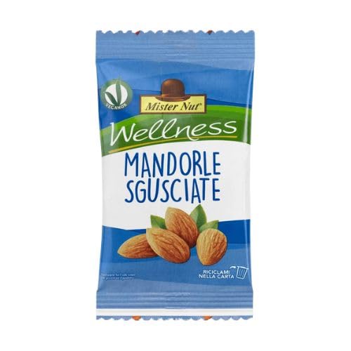 Mandorle Sgusciate al Naturale New Factor Mister Nut Wellness da 25 Grammi - 1 Confezione da 24 Pacchetti da 25 Grammi - Totale 24 -