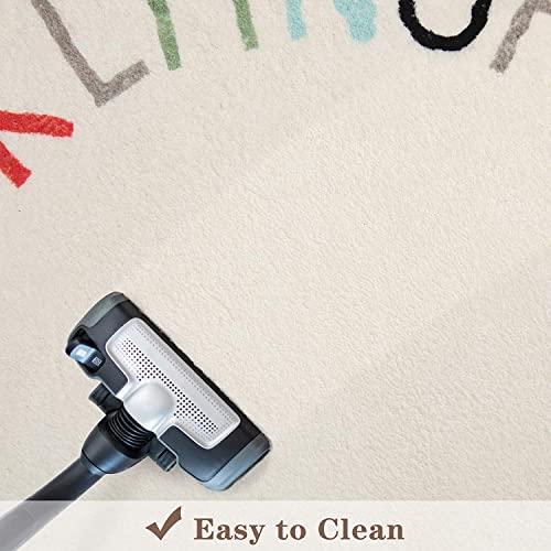 Topotdor Rainbow Round Kids Play Rug Alphabet Nursery Area Rug Extra Large Soft Crawling Play Mat For Children Toddlers Bedroom (71 Inch, Multi Color) #TOP4