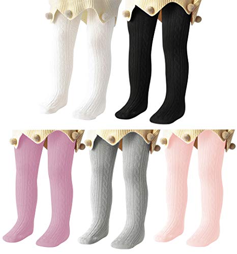 Century Star Baby Tights For Girls Soft Cotton Infant Leggings Toddler Solid Knit Socks Warm Stockings Newborn Pants 5 Pairs 2-4 Year